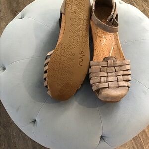 Ahnu Taupe Woven Sandals